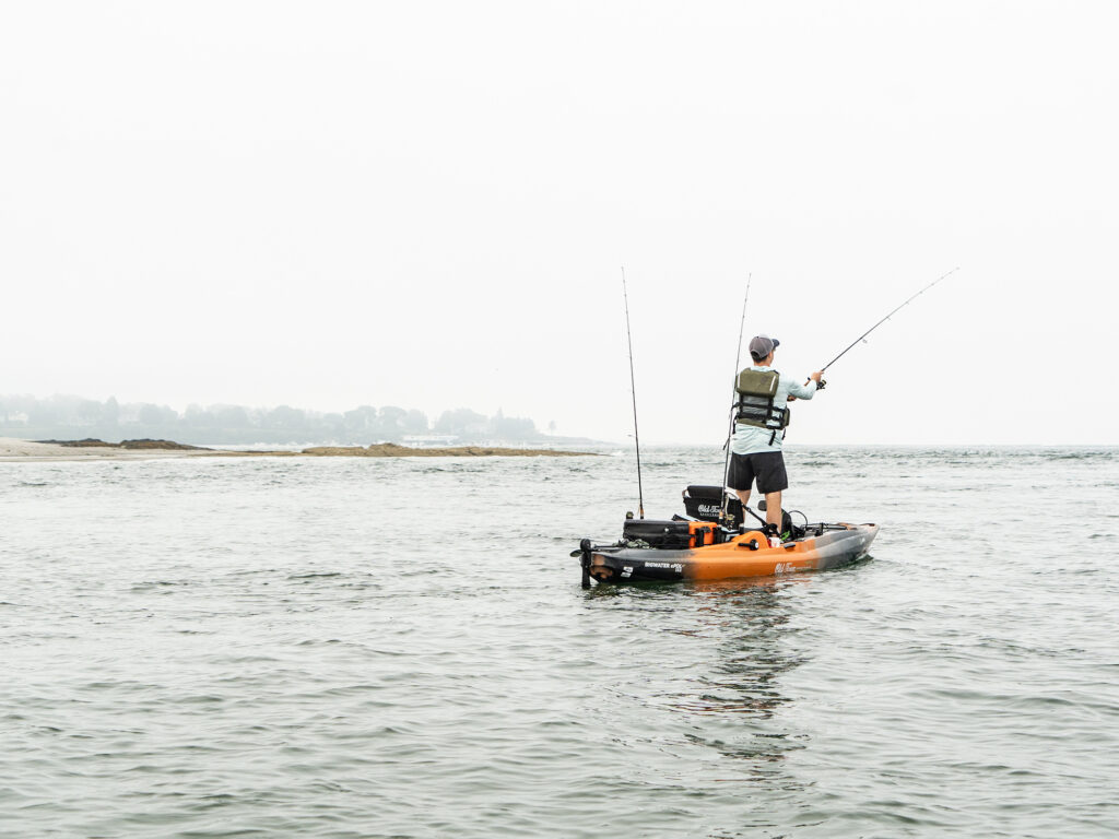 Stand up fishing from a kayak