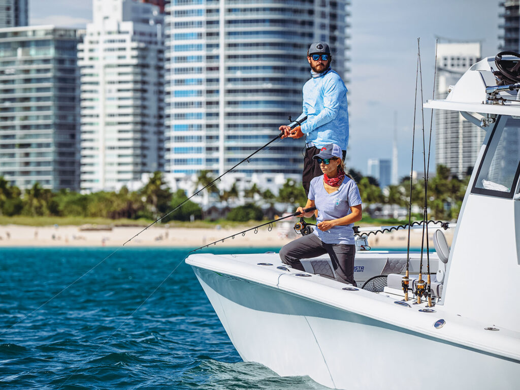 Anglers on a catamaran