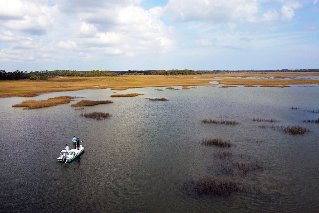 fishing the marsh while anchored