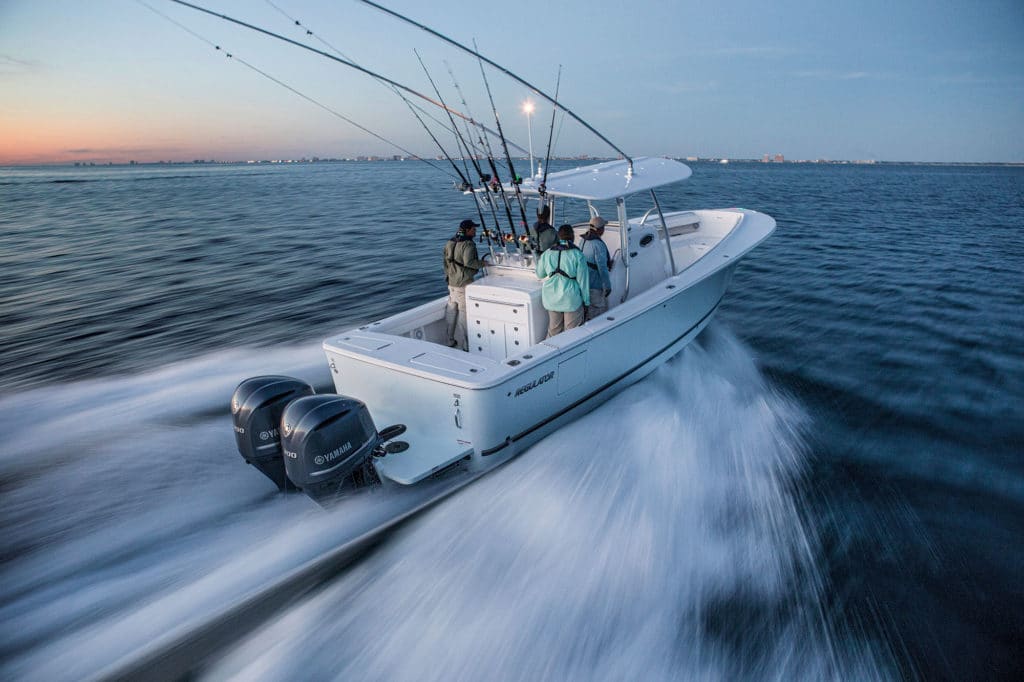 Boat with dual outboards