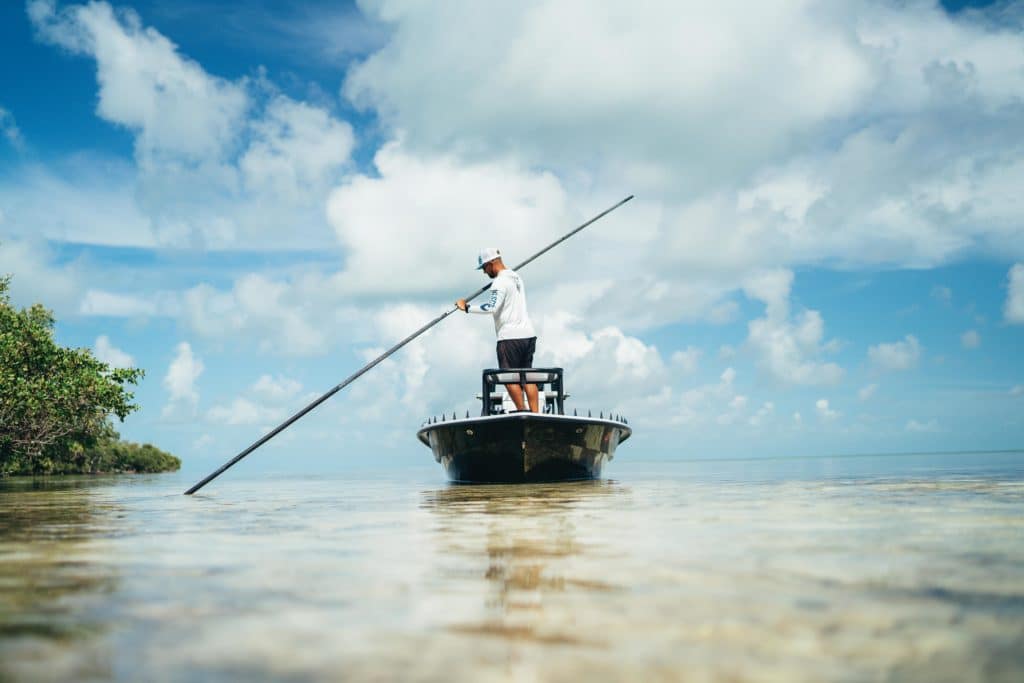 Angler poling the flats