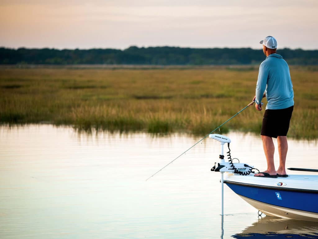 Angler fishing backwater