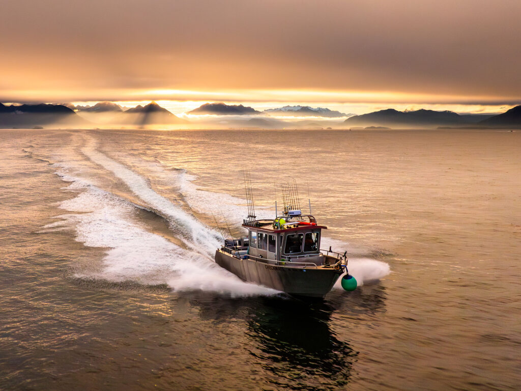 Wild Strawberry Lodge fishing boat heading out