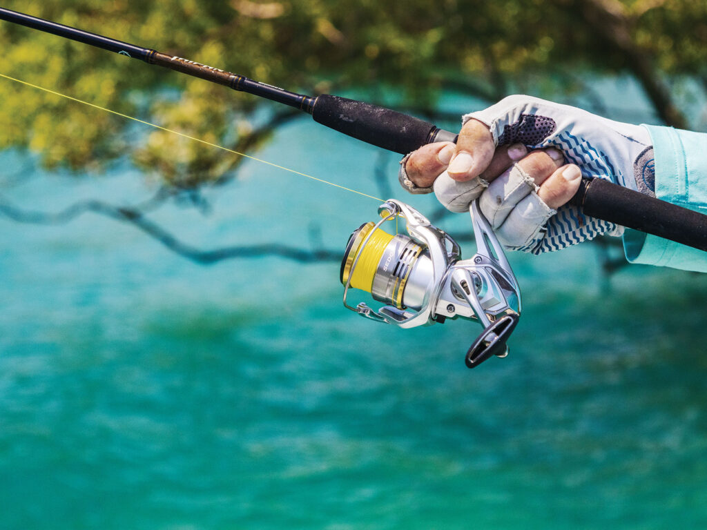 Spinning tackle being used